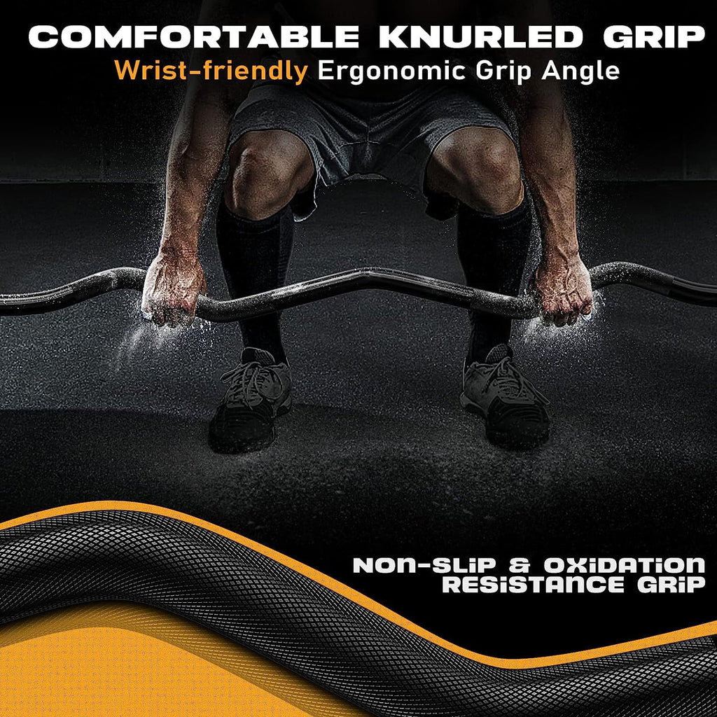 EZ Curl Bar Weight Lifting Bar with 2 Star Collars, 1-inch Black L285797