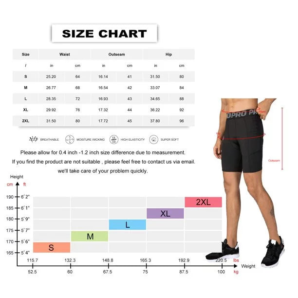3 Pack Compression Shorts with Phone Pocket Large Q1369