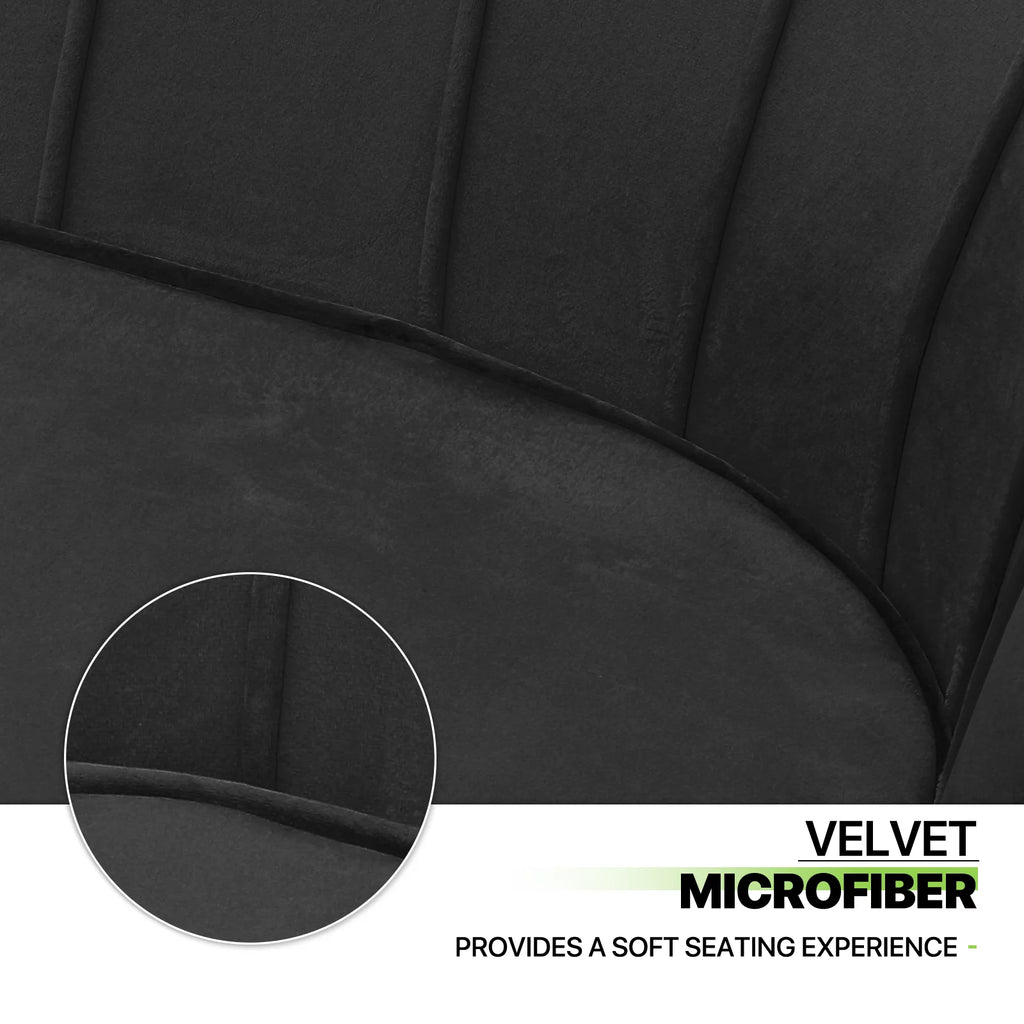 Black Tufted Velvet Loveseat with Pillows B975503