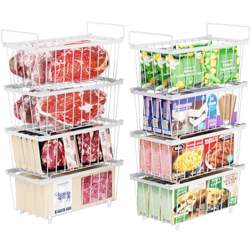 4 Pack Small Stackable Black Freezer Organizer Bins K945