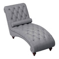 Dark Gray Wood & Fabric Chaise with 1 Bolster Pillow F2263