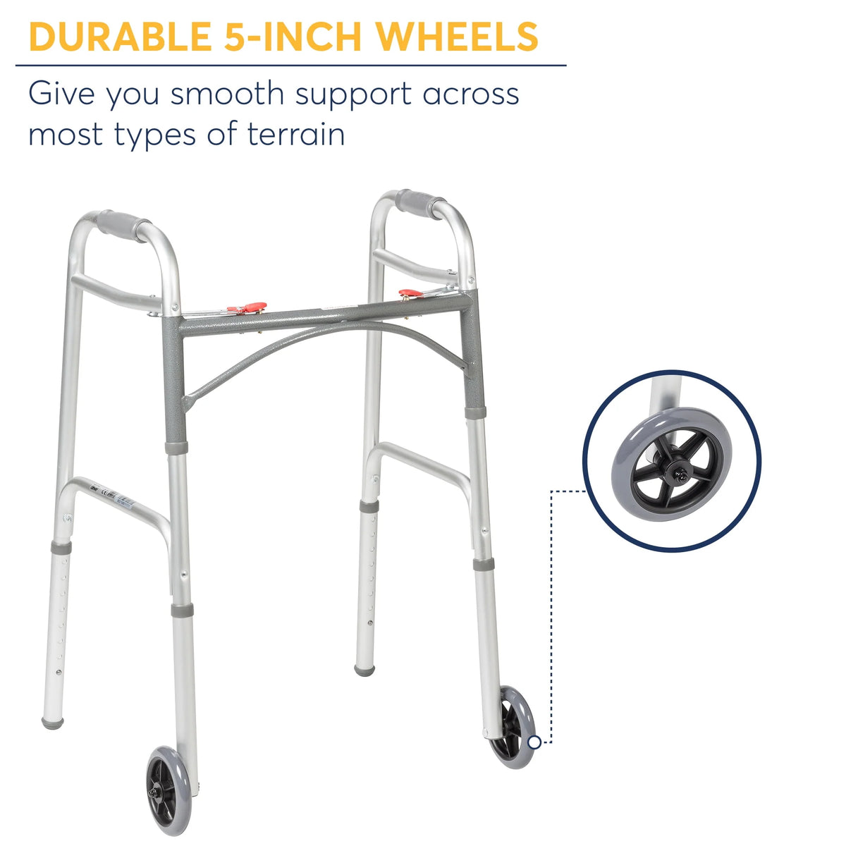 Two Button Folding Walker with 5 Wheels C832921