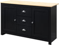 Black Kitchen Sideboard Buffet Storage Cabinet with 2 Side Cabinets 3 Drawers C970