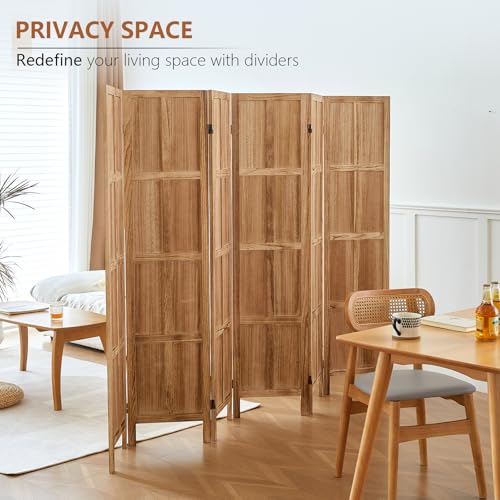 Wood 4 Panel Room Divider, 5.6 FT Tall Folding Privacy Screen N9182