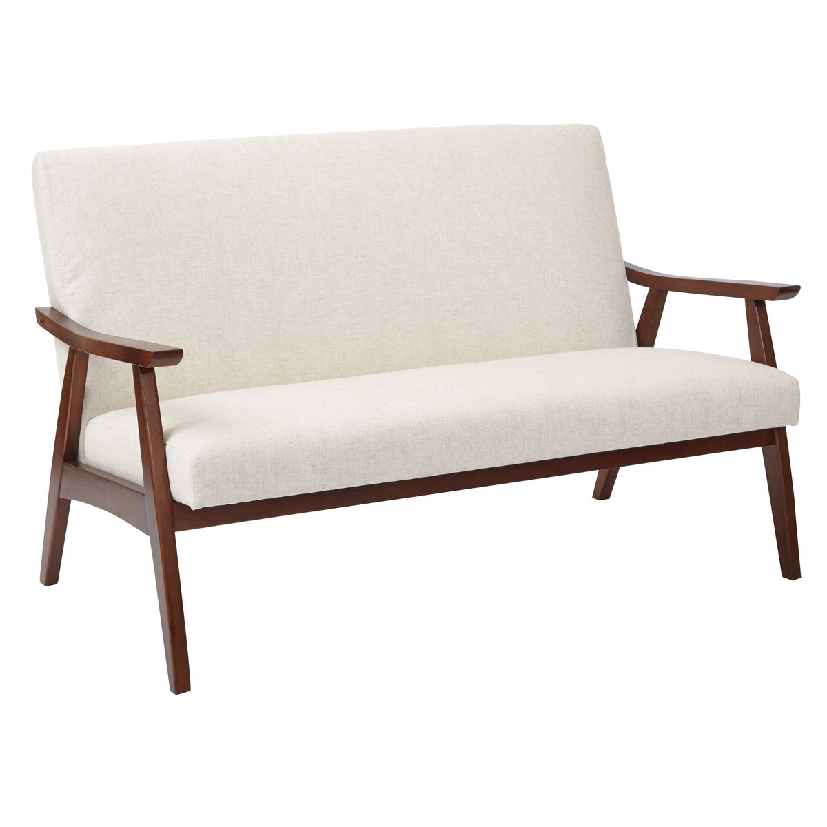 White Fabric Settee Loveseat O40989