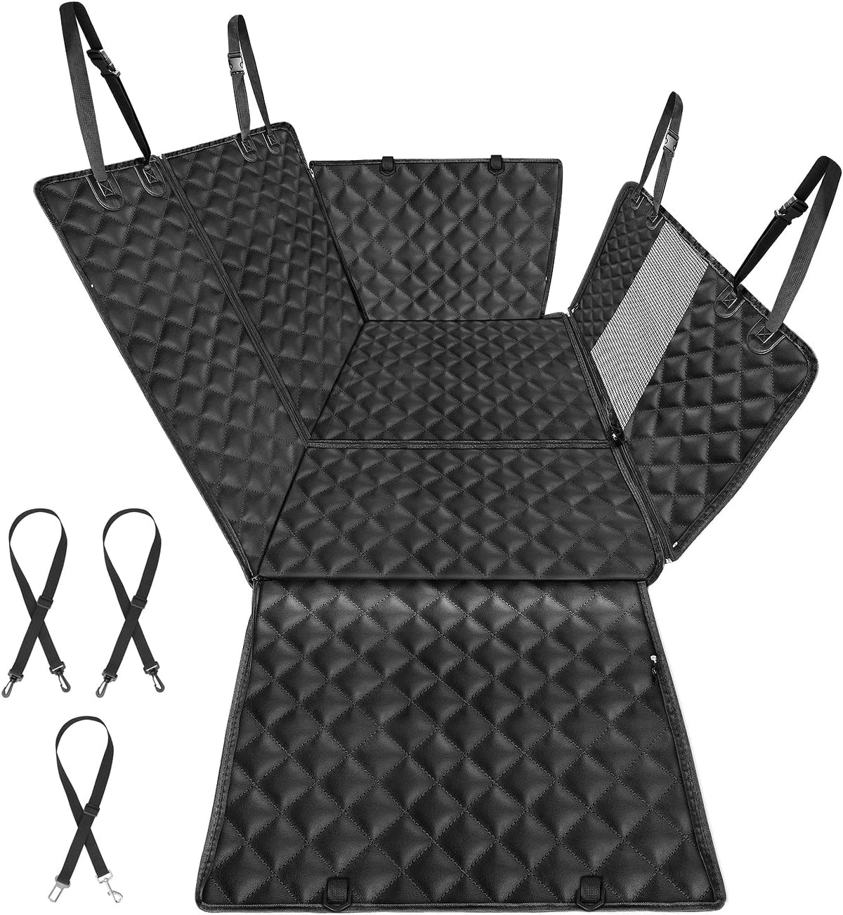4-in-1 Waterproof Dog Car Seat Cover with Mesh Window, 55 x 58 in, Pack of 2 O19488