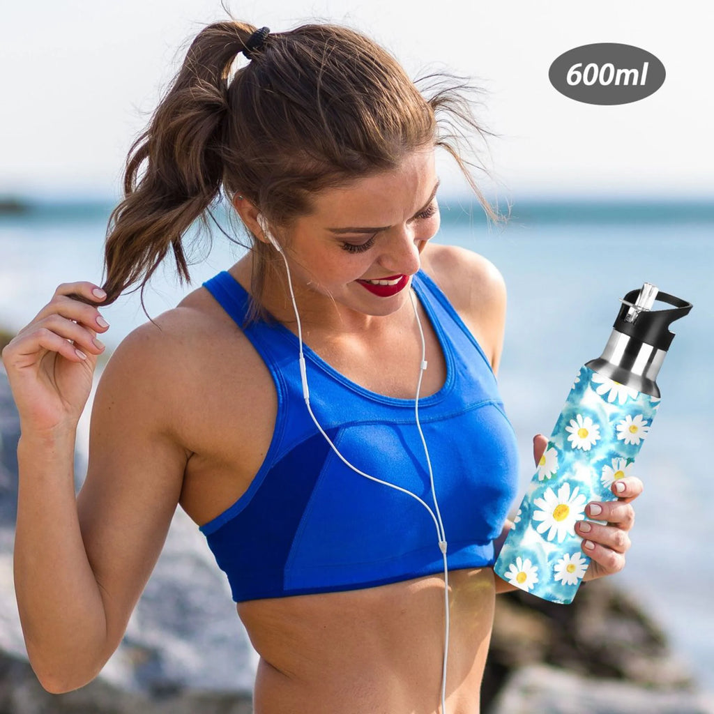 Blue Stainless Steel Insulated Water Bottle with Straw Lid Z2729