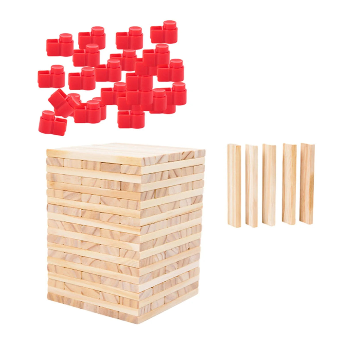 100 Pieces Wooden Blocks Stacking Game Building Kits Board Games W49478