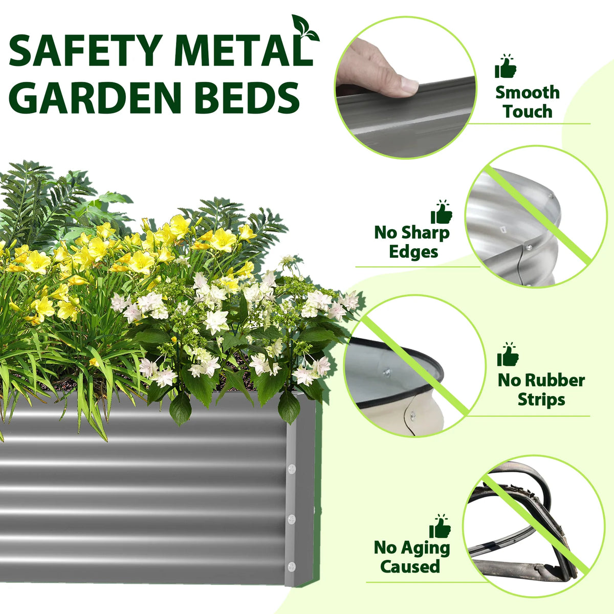 2 Pack Gray Metal Galvanized Raised Garden Bed Z3843