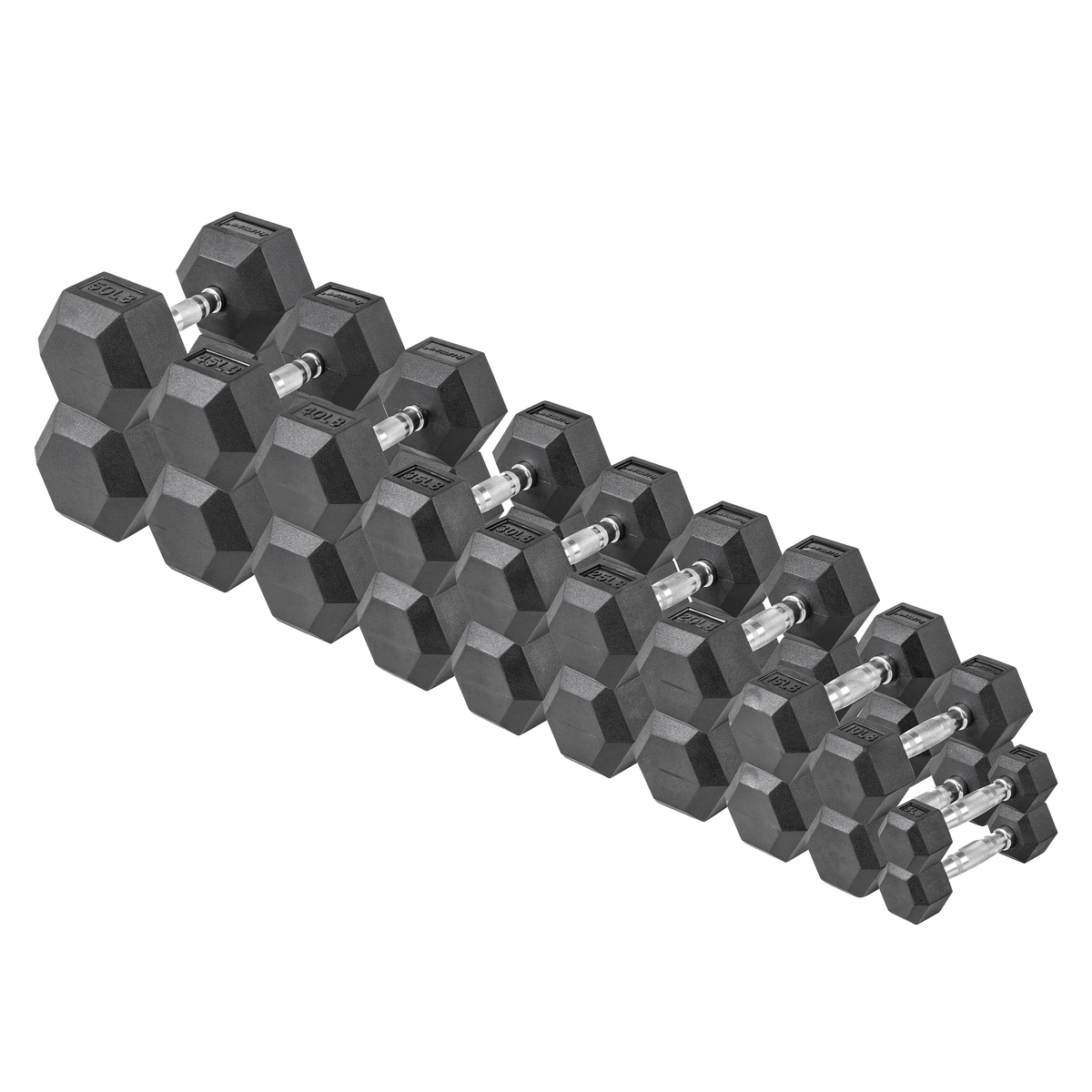 150 lb Hex Rubber Dumbbell Set S4941