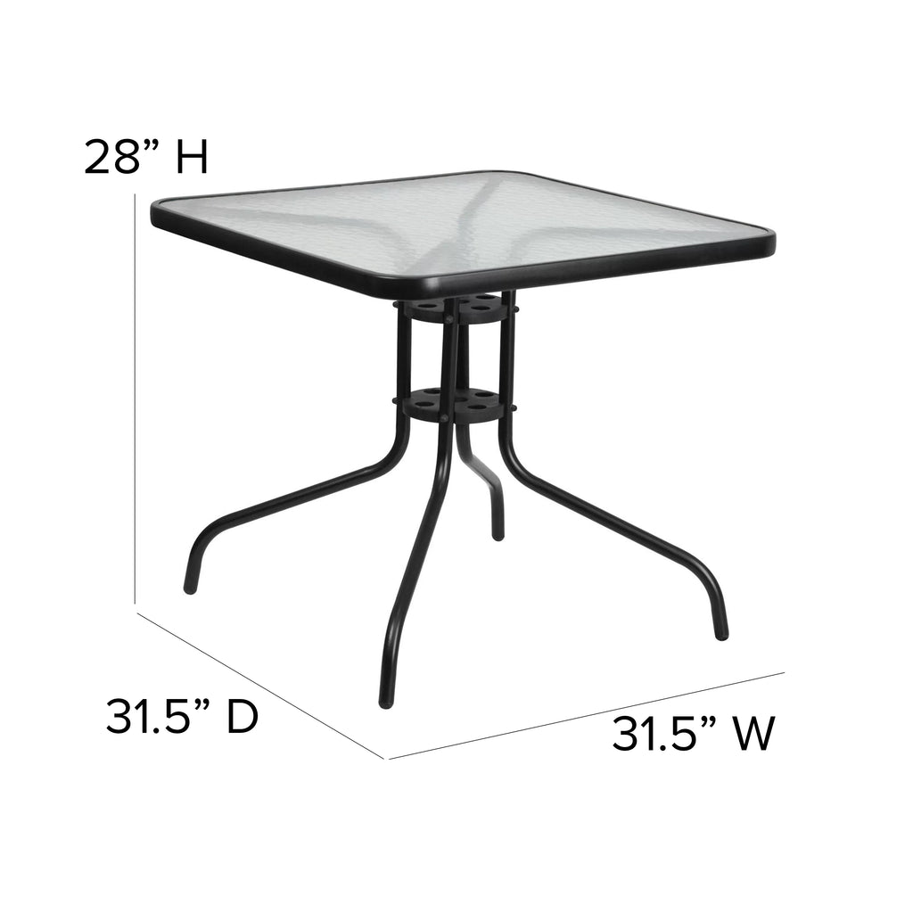 5 Piece Outdoor Patio Dining Set with Tempered Glass Table and 4 Gray Stack Chairs N83801
