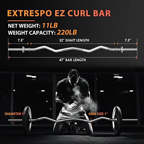 47" EZ Curl Bar Weight Lifting Bar with Star Collars K172