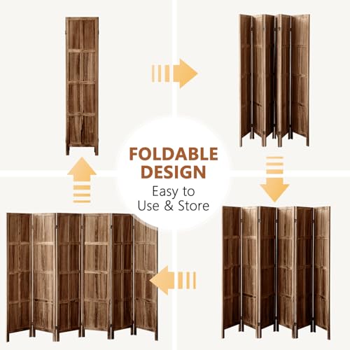 Wood 4 Panel Room Divider, 5.6 FT Tall Folding Privacy Screen N9182