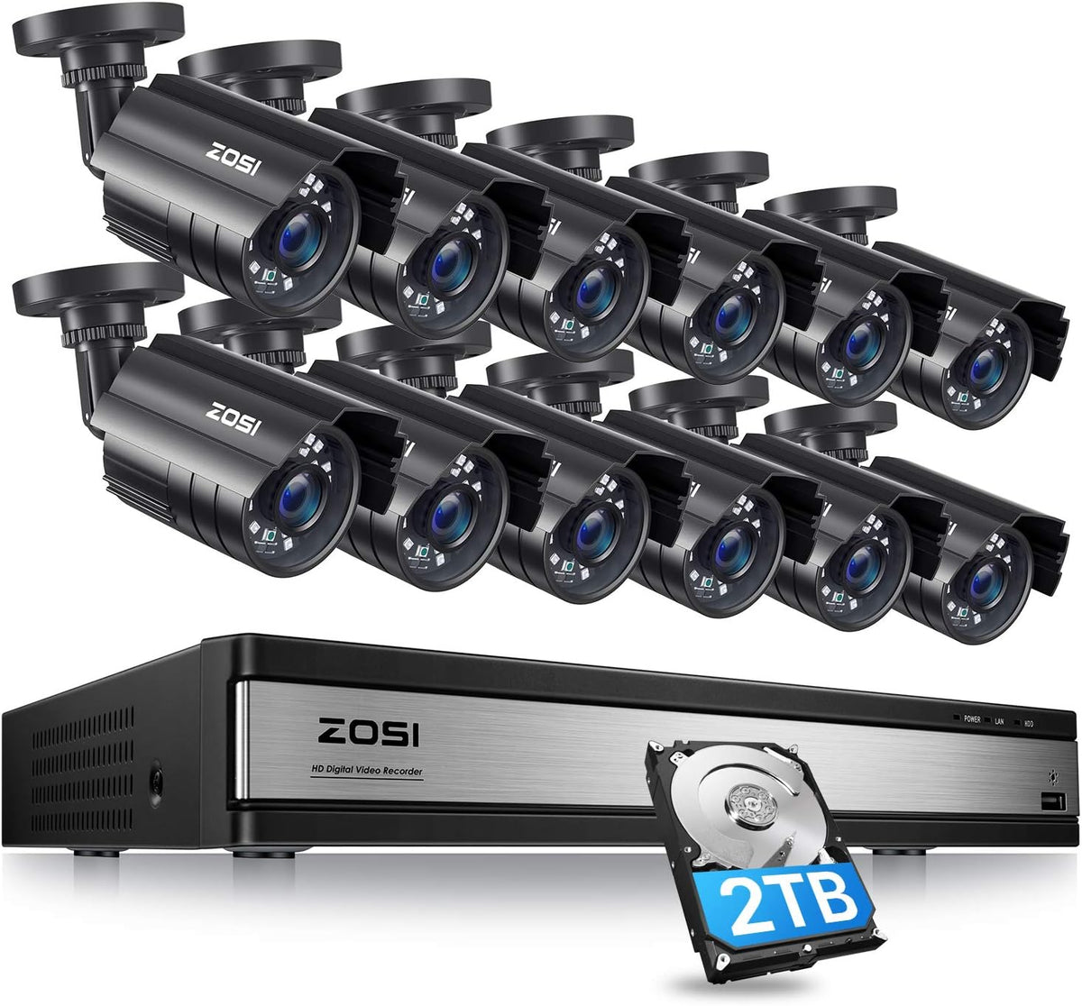 16CH 1080P Security Camera System with 2TB Hard Drive D337