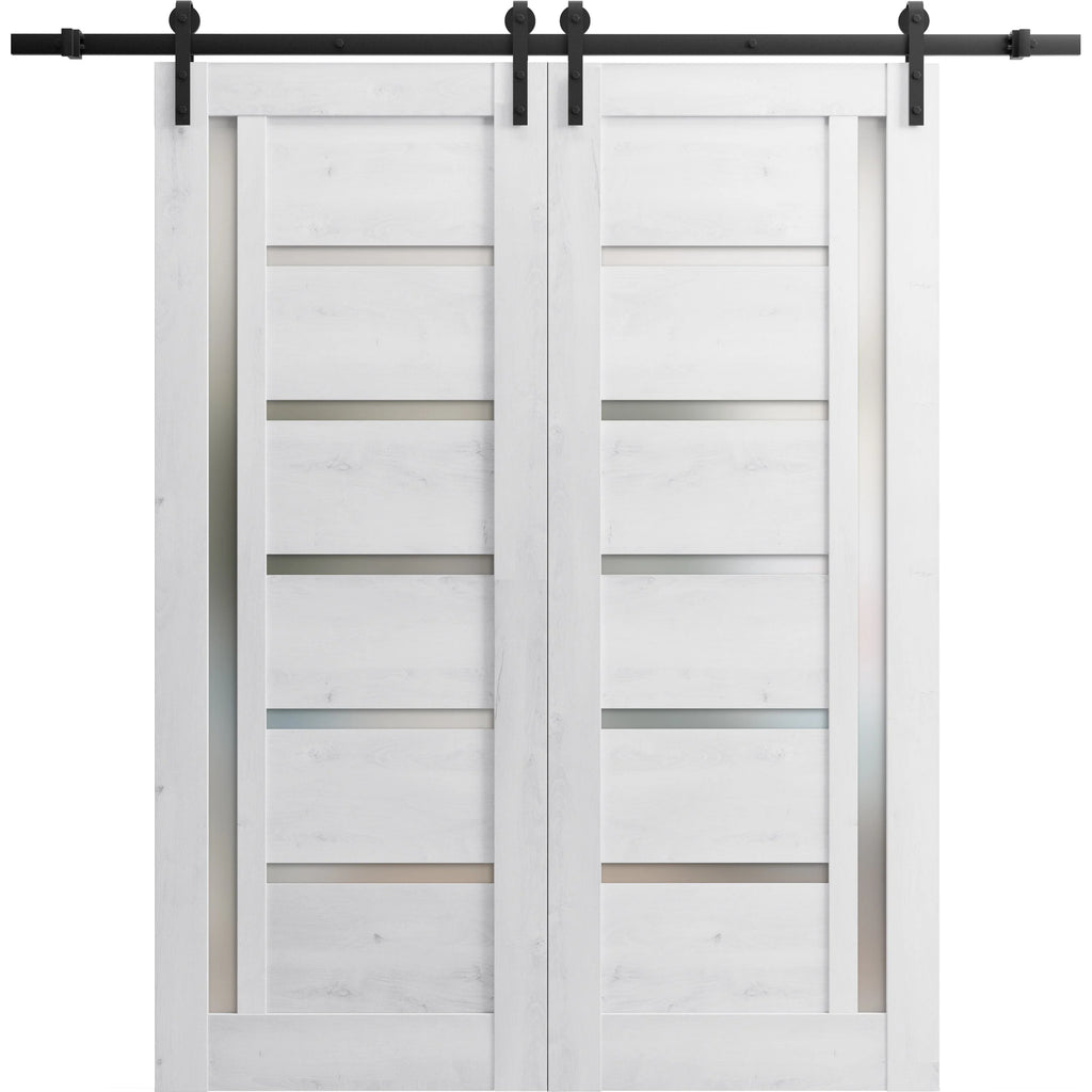 Double Barn Door 36 x 84 inches with Frosted Glass L2743
