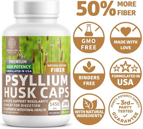 Psyllium Husk Capsules 1450 mg 240 Caps D697