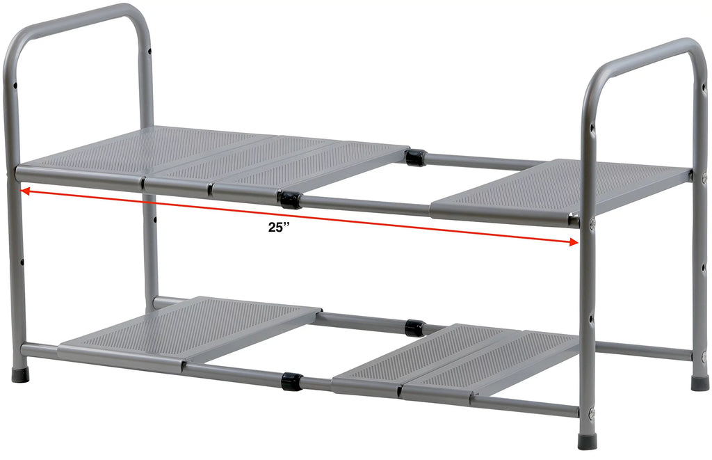 Under Sink 2 Tier Expandable Shelf Organizer Rack, Silver U636