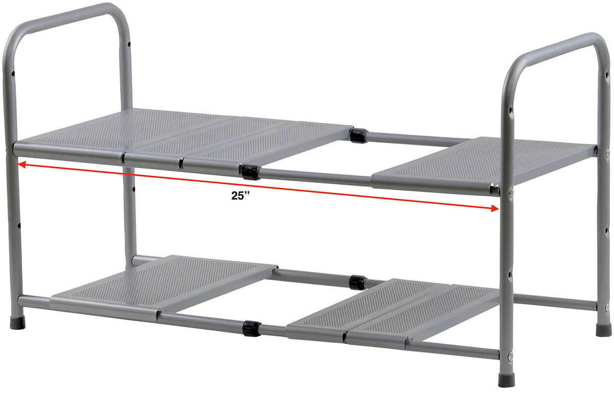 Under Sink 2 Tier Expandable Shelf Organizer Rack, Silver U636