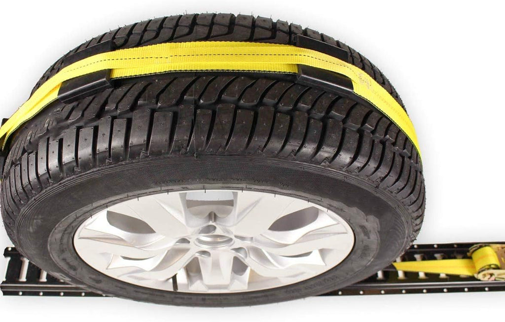 4 Wheel Straps with E-Track Fittings and 3 Rubber Blocks, 11’ x 2” Ratchet Strap, Pack of 2 P21835