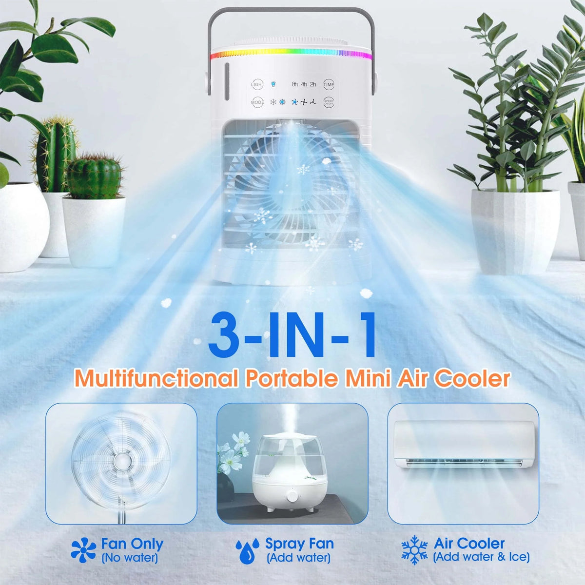 Portable Rechargeable Evaporative Air Cooler 3 Speed F726