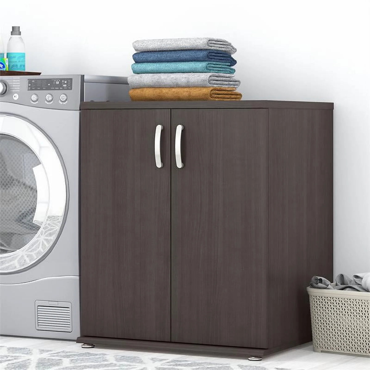 Storm Gray Engineered Wood Cabinet with Doors P3981