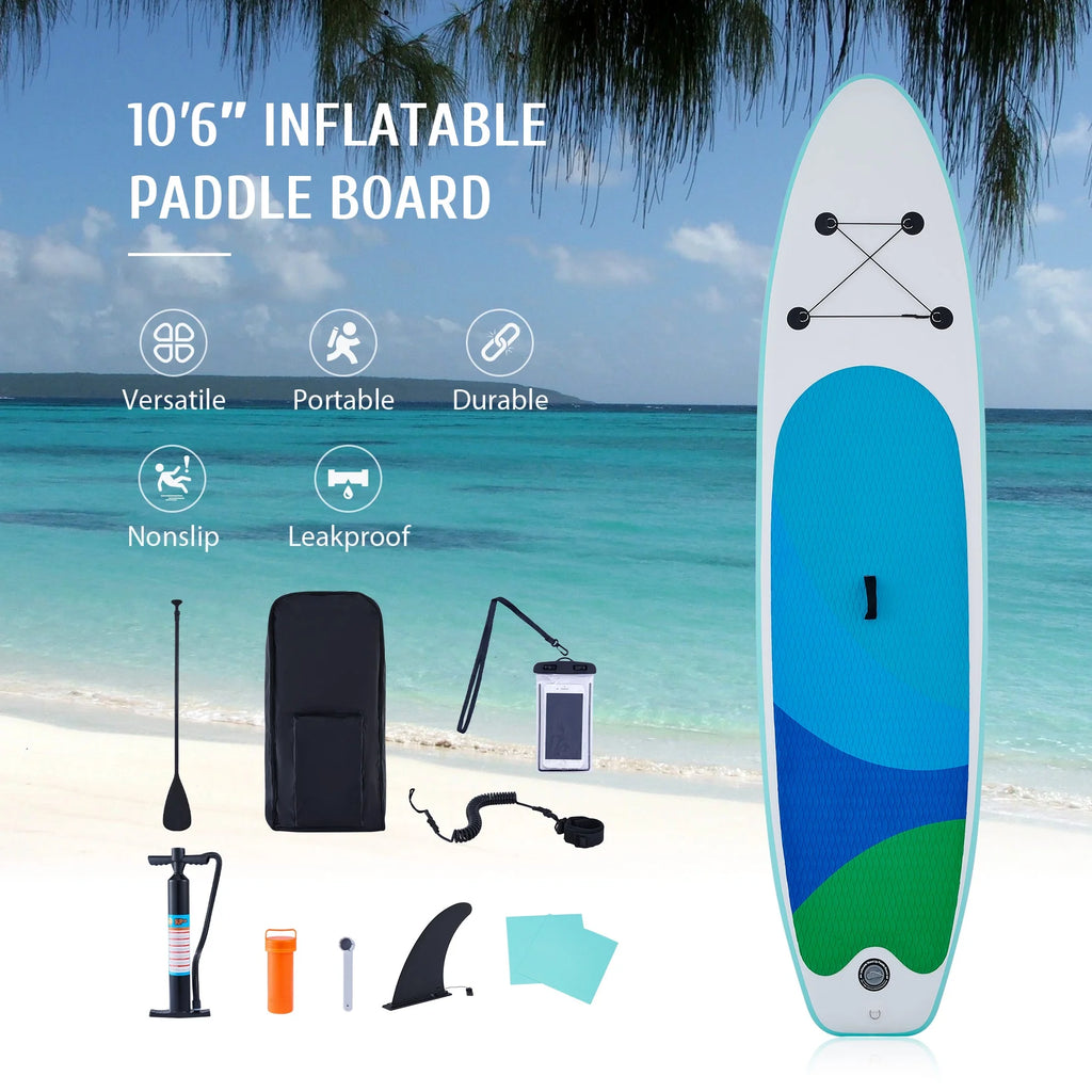 Inflatable Paddle Board 10'6" SUP Board Set with Air Pump, Green P8660