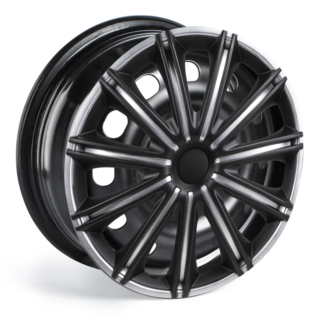 Silver & Black Set of 4 Wheel Covers Y33946