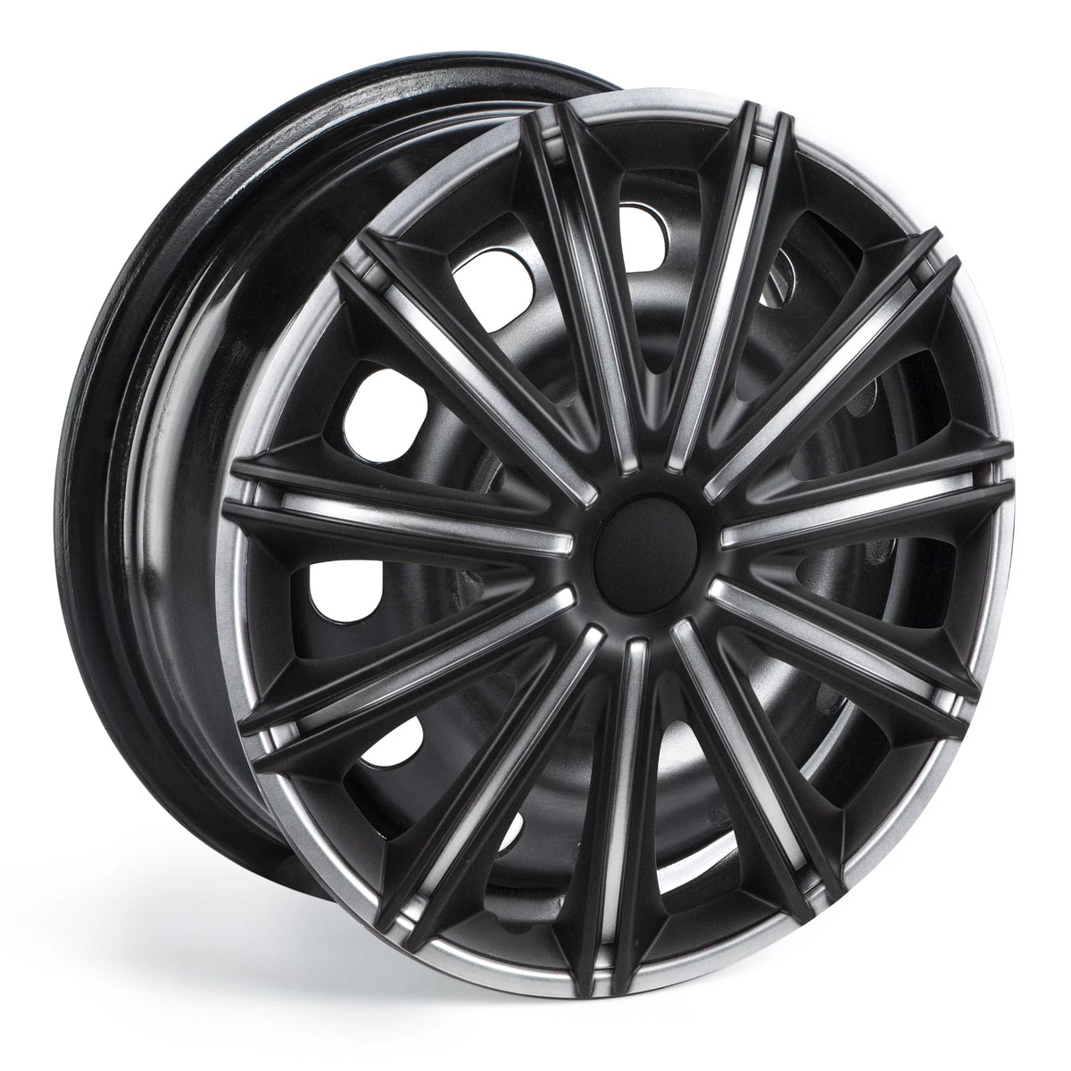 Silver & Black Set of 4 Wheel Covers Y33946