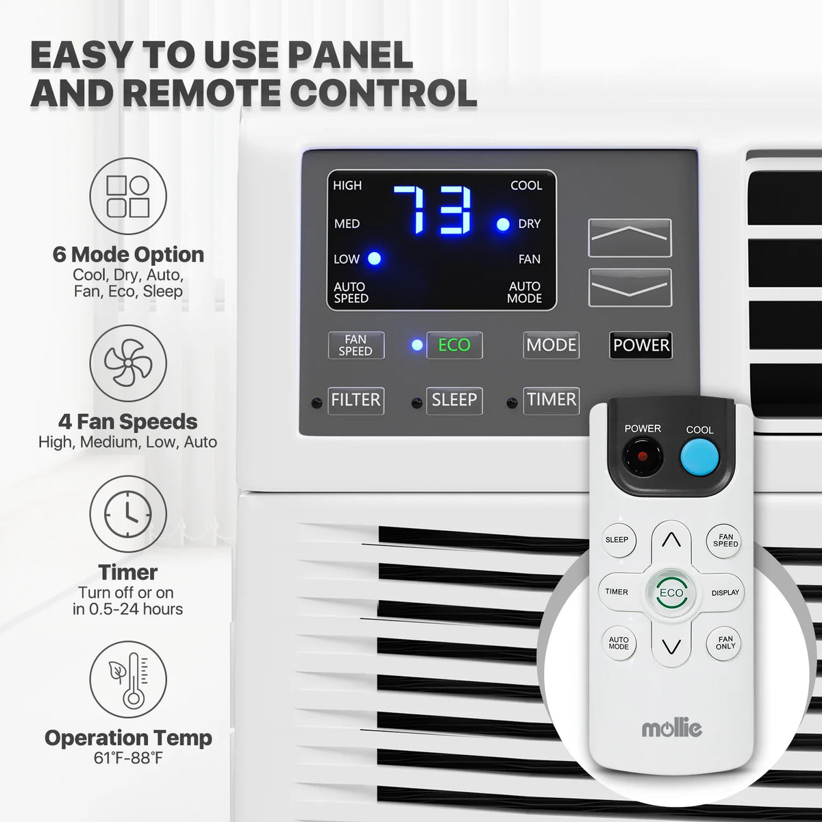 12,000 BTU 115V White Window Air Conditioner with Remote Control P493