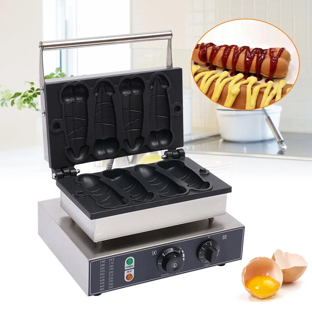4 PCS Commercial Nonstick Electric Hot Dog Waffle Maker P340