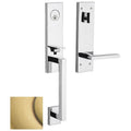 Satin Brass and Brown Lever Tubular Entrance Handleset S738327