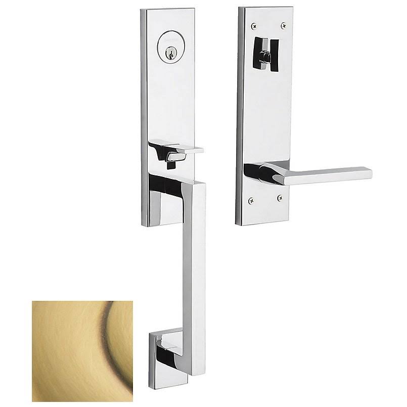 Satin Brass and Brown Lever Tubular Entrance Handleset S738327