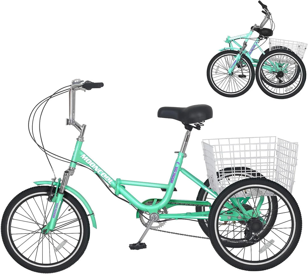 7 Speed 20/24/26 inch 3 Wheels Folding Tricycle with Basket H6526