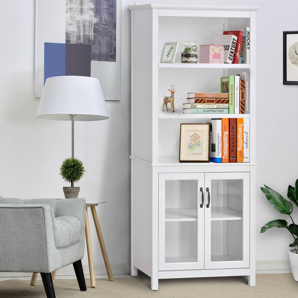 White Storage Cabinet Bookcase with Adjustable Shelves G755166