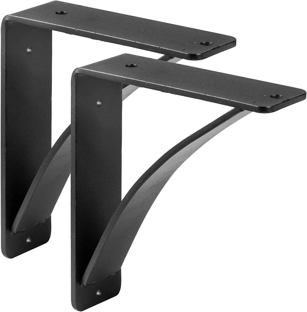 2Pcs Heavy Duty Steel Shelf Brackets Matte Black Y410
