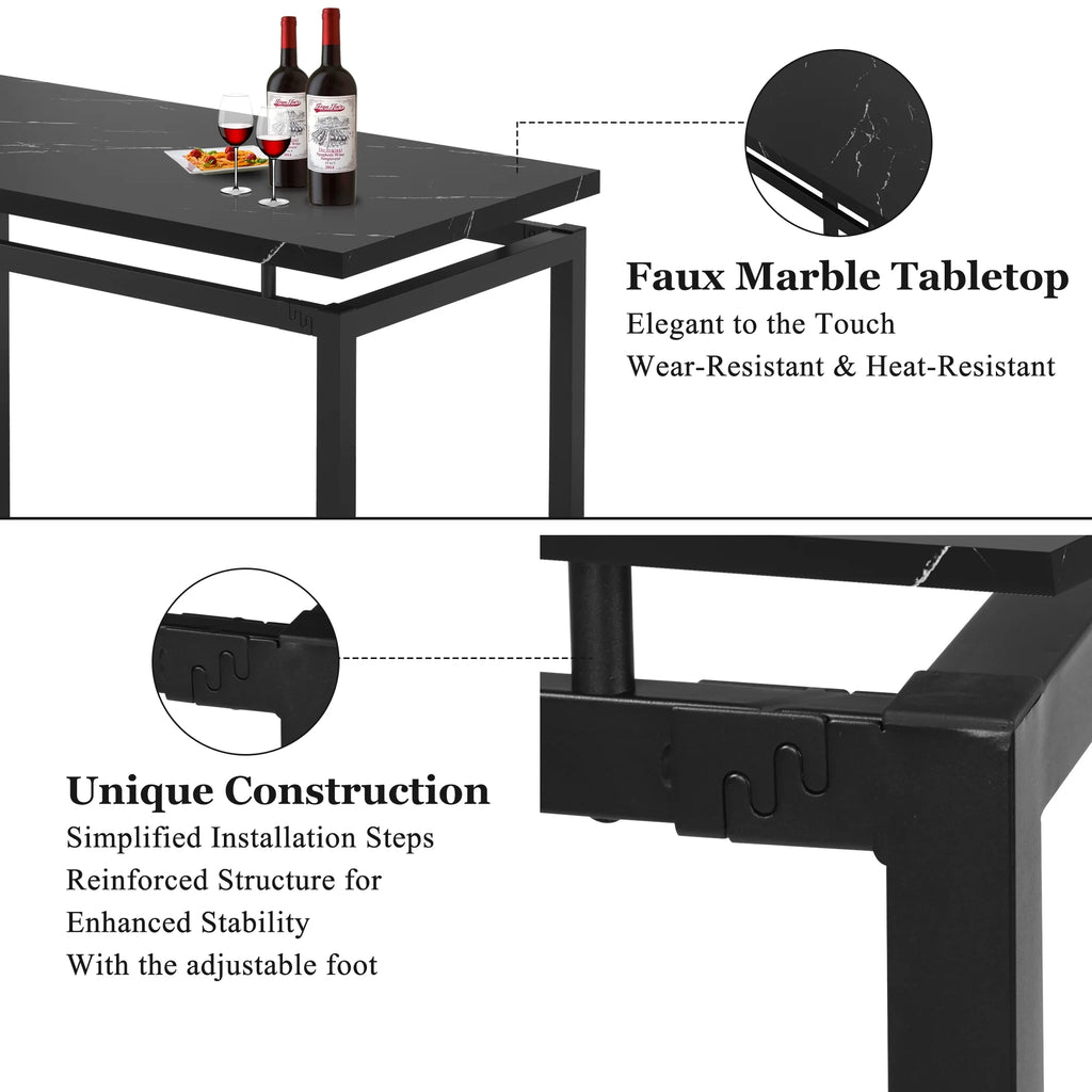 5 Piece Counter Height Dining Table Set with 4 Faux Leather Stools E348