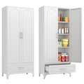 White 71 Inch Tall Metal Storage Cabinet with Doors and Shelves Q84737