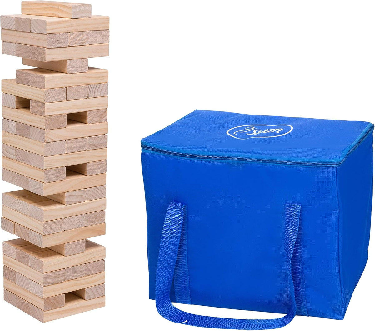 60pc Jumbo Tumbling Stacking Game with Carrying Bag Q76766
