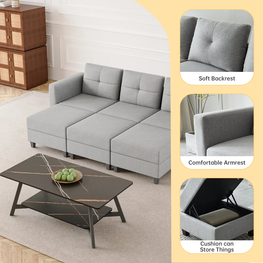 Gray Modular Sectional Sofa with Storage R534149