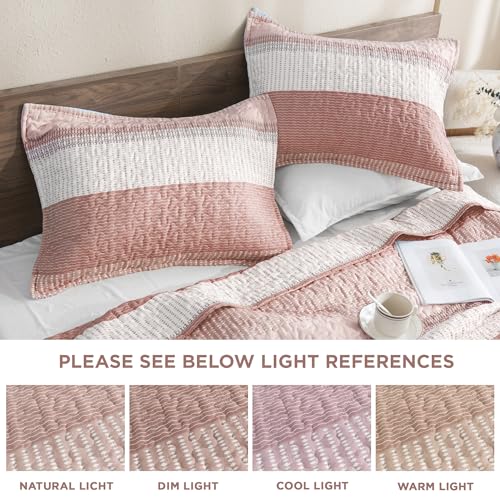 Oversized King Quilt Set Sage Green Stripe Bedspread Coverlet 3 Pieces Z955406