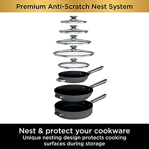 10 Piece Hard Anodized Nonstick Pots & Frying Pans Set with Glass Lids V850
