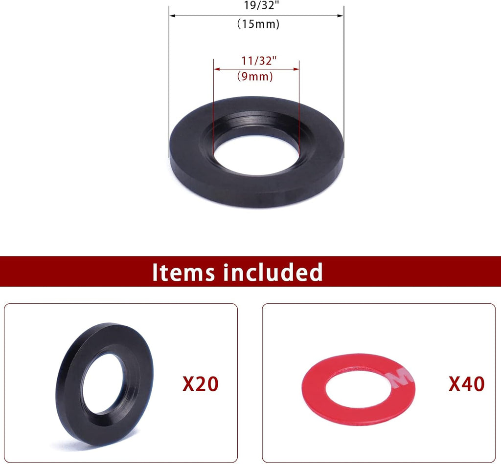 20Pack Cable Railing Kit Black Protector Sleeve Adhesive Grommet for 1/8 5/32 3/16 Wire Rope Wood Metal Posts T316 Stainless Steel T692680