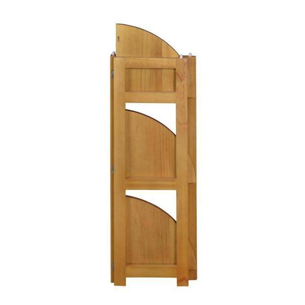 Medium Oak Wood 3-Shelf Foldable Corner Bookcase Y136