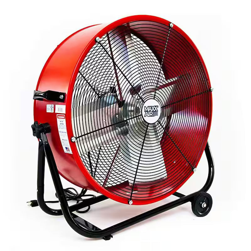 2 Fan Speeds Drum Fan in Red with Snap-On Wheels Z395