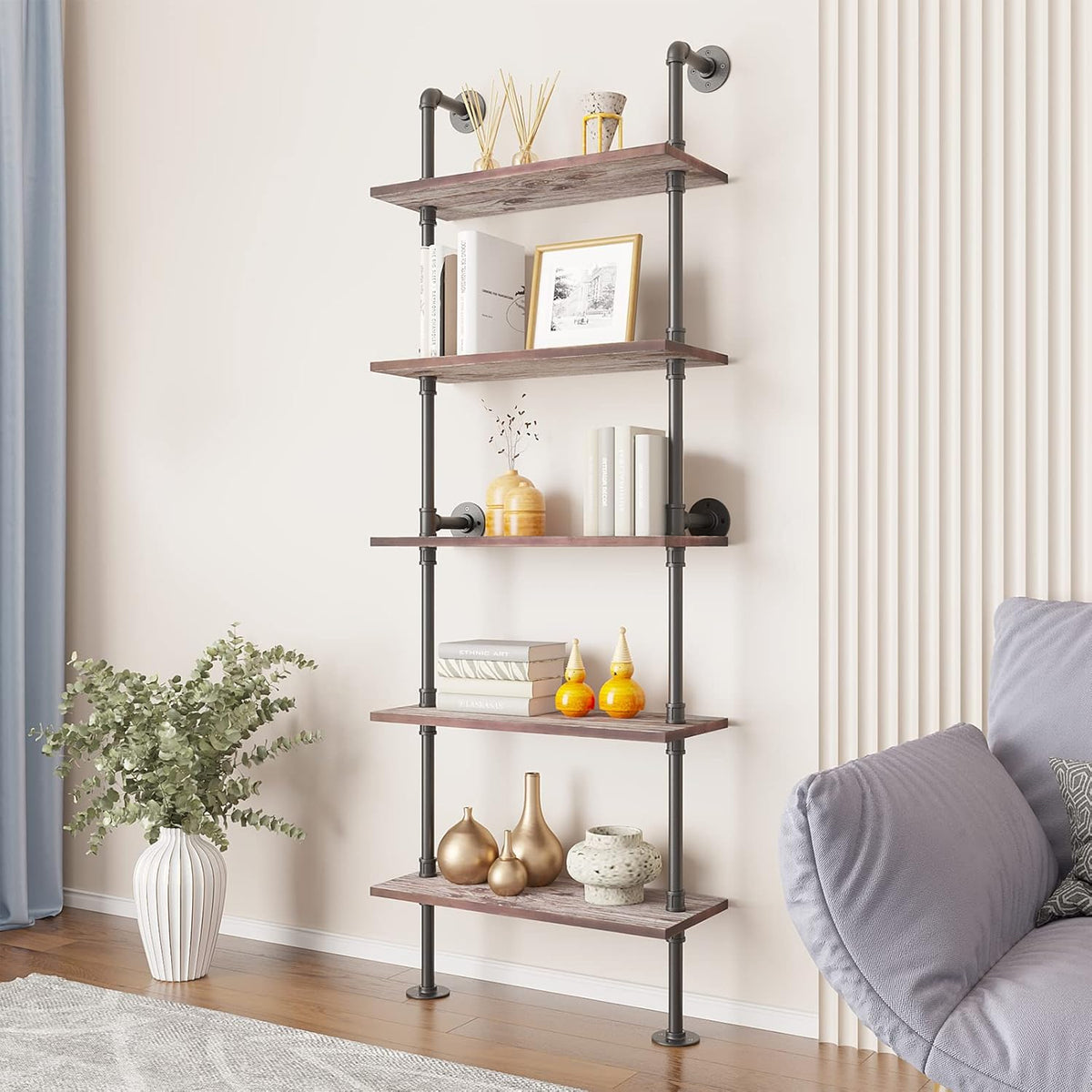6 Tier Solid Wood Ladder Shelf Bookshelf R1765