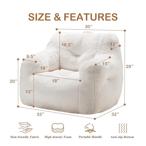 Furry Bean Bag Chair with Arms W15042