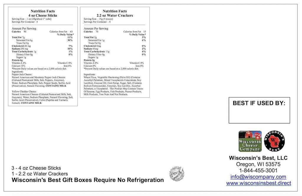 100% Wisconsin Cheddar & Pepper Jack Cheese and Cracker Gift Basket A865582