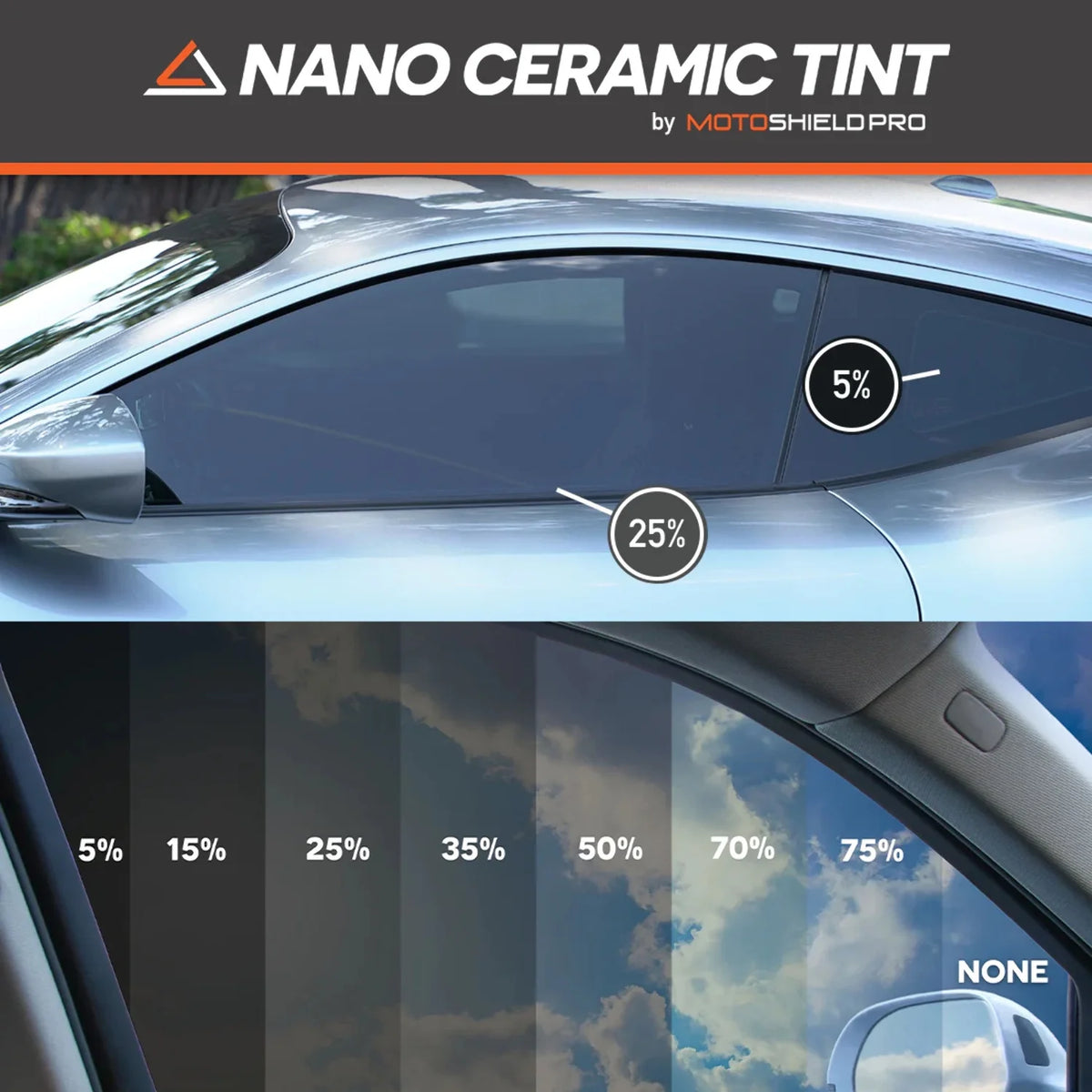Ceramic Window Tint Film for 2014-2019 Chevrolet Silverado 2500 Crew Cab Front Windshield 50% K761