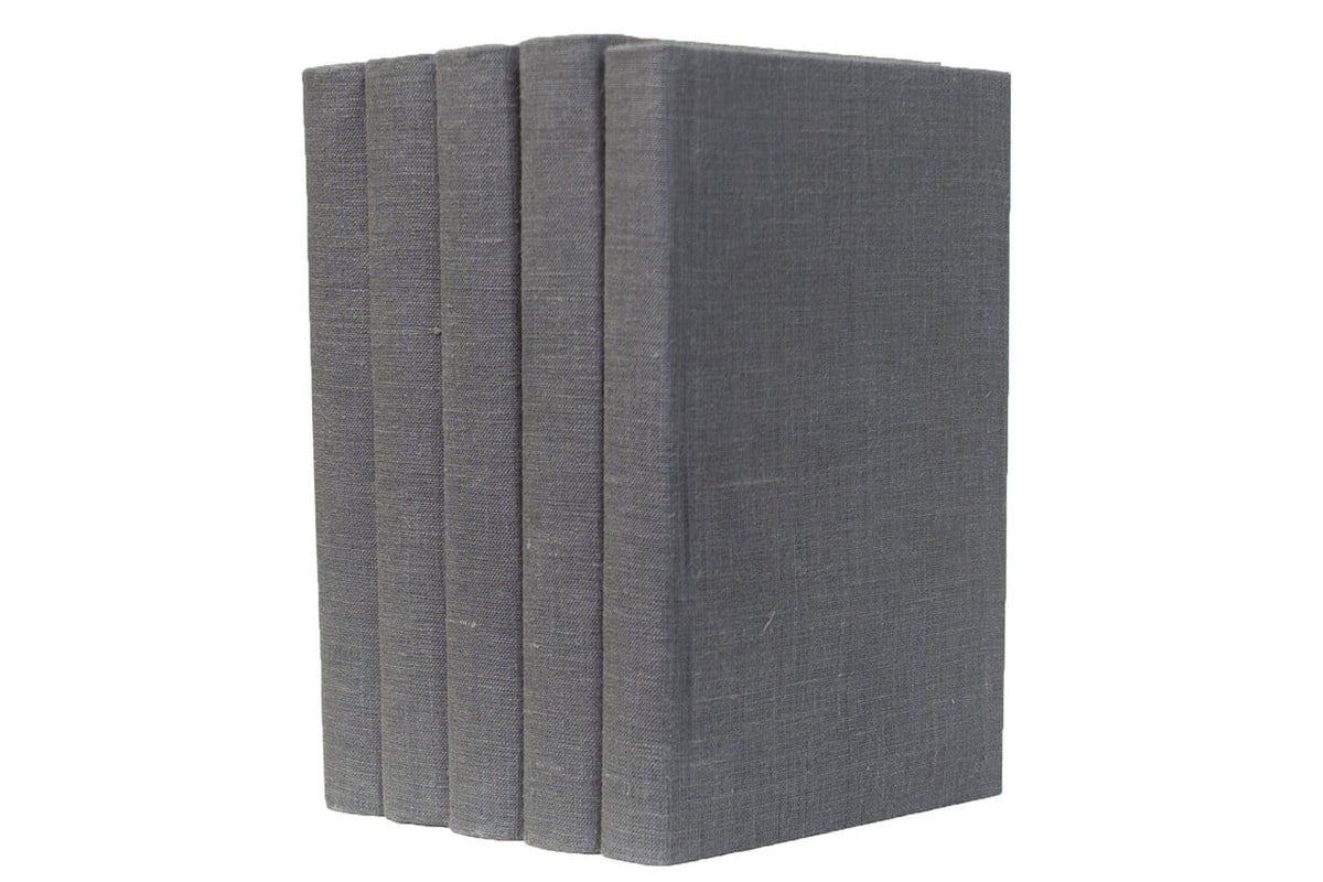 Dark Grey Linen-Wrapped Decorative Books J493