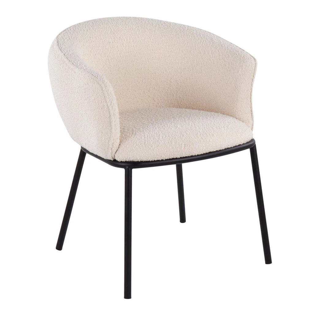 Contemporary Chair in Black Steel and White Sherpa Fabric R8651